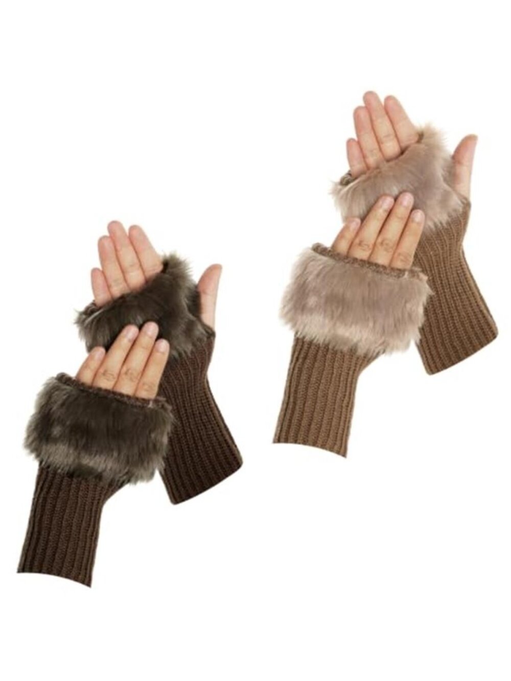 Winter Faux Fur Fingerless Gloves Faux Fur Half Finger Warmers Fingerless